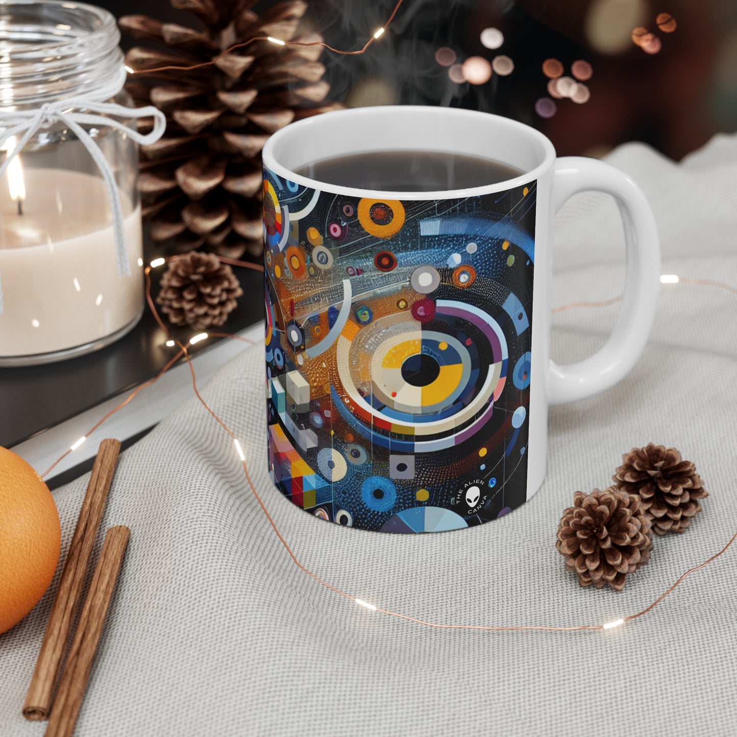 "Un moment géométrique dans le temps" - La tasse en céramique Alien 11oz Art numérique