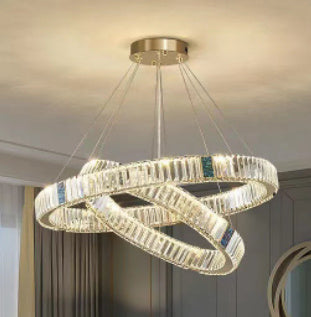 Light Luxury Crystal Living Room Chandelier Postmodern Round Stainless Steel