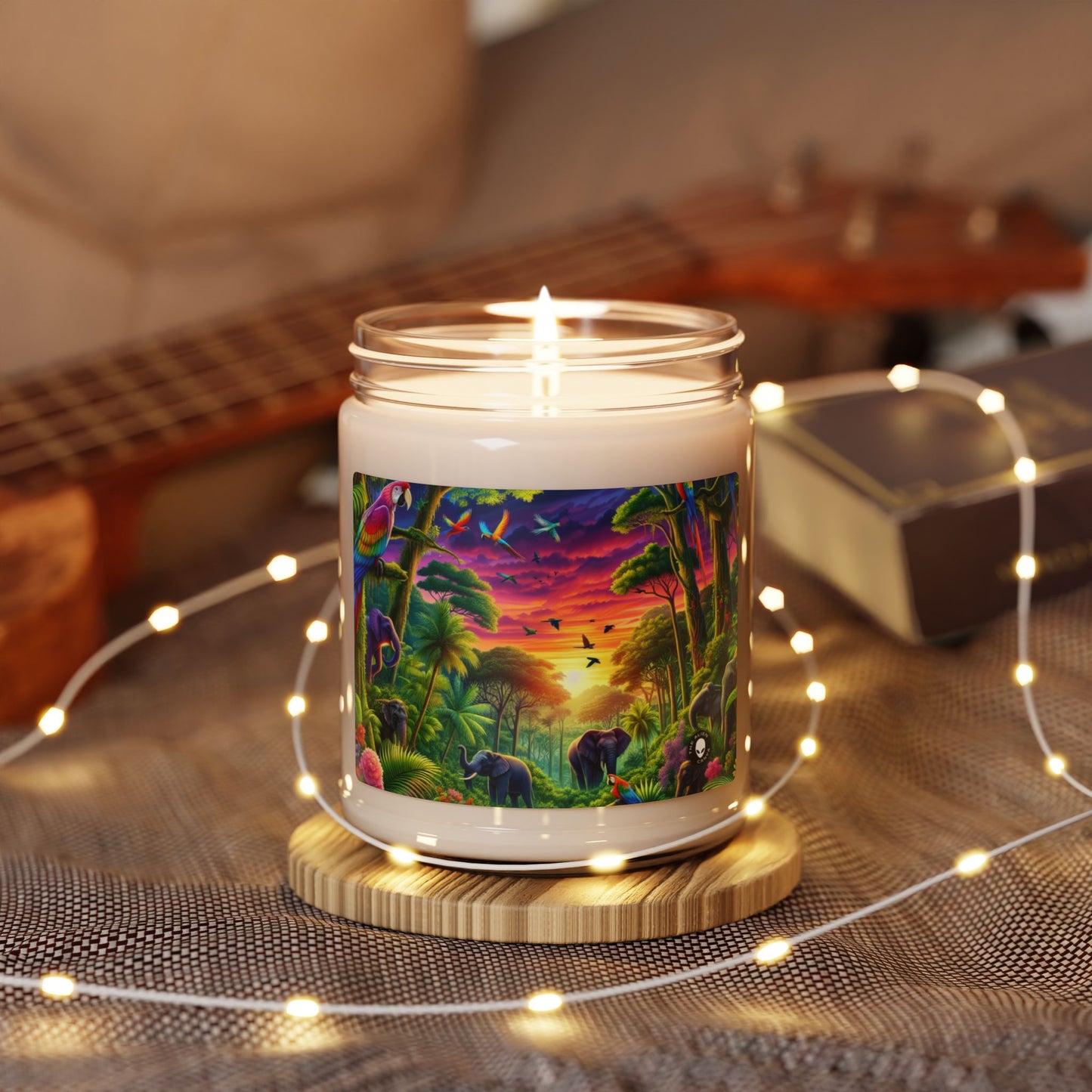 "Sundown in the Wild: A Rainbow Jungle Adventure" - The Alien Scented Soy Candle 9oz