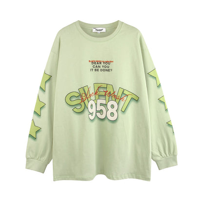 Letter Printed Long-sleeved T-shirt Round Neck Bottoming Shirt