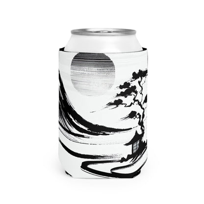 "Armonía del viento y el agua: una pintura con tinta zen" - The Alien Can Cooler Sleeve Pintura con tinta zen