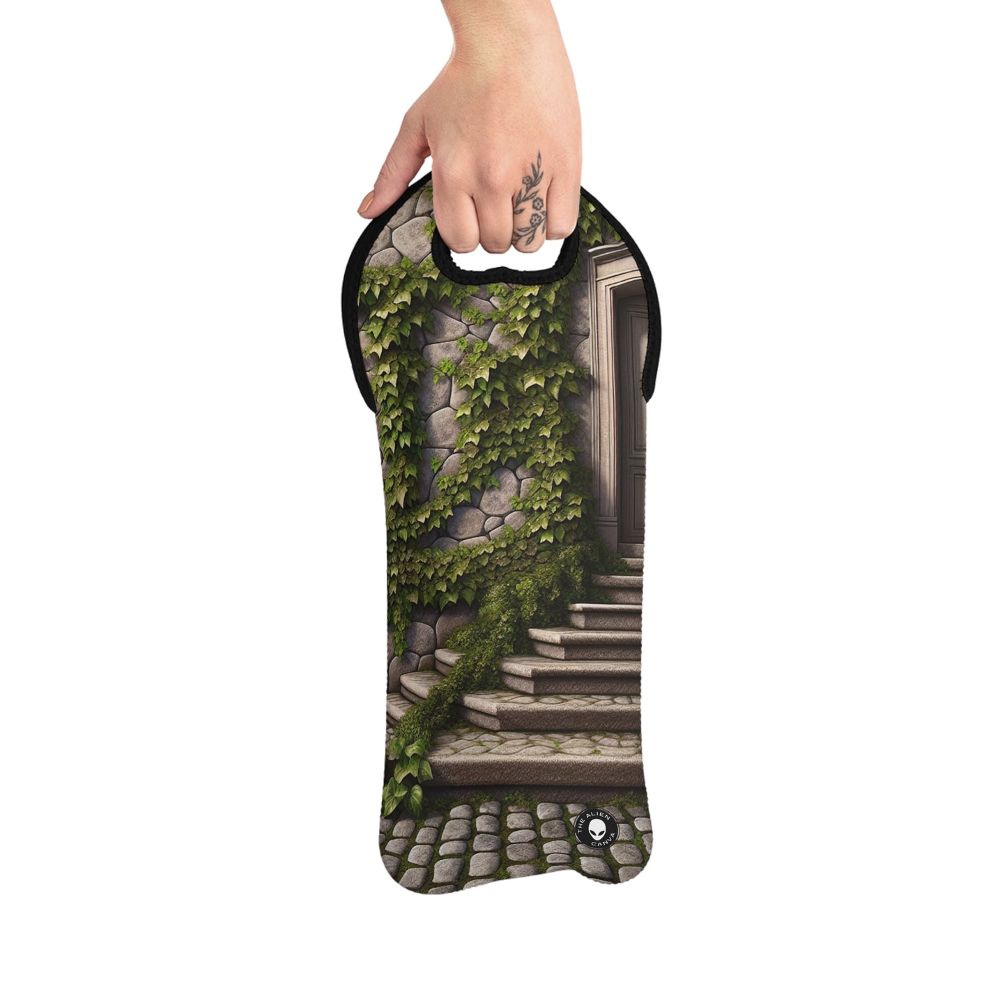 "Trompe-L'oeil Ivy Wall" - The Alien Wine Tote Bag Trompe-l'oeil