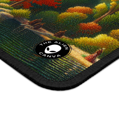 "Serenity in Dots: A Pointillism Sunset at the Beach" - The Alien Gaming Mouse Pad Pointillism