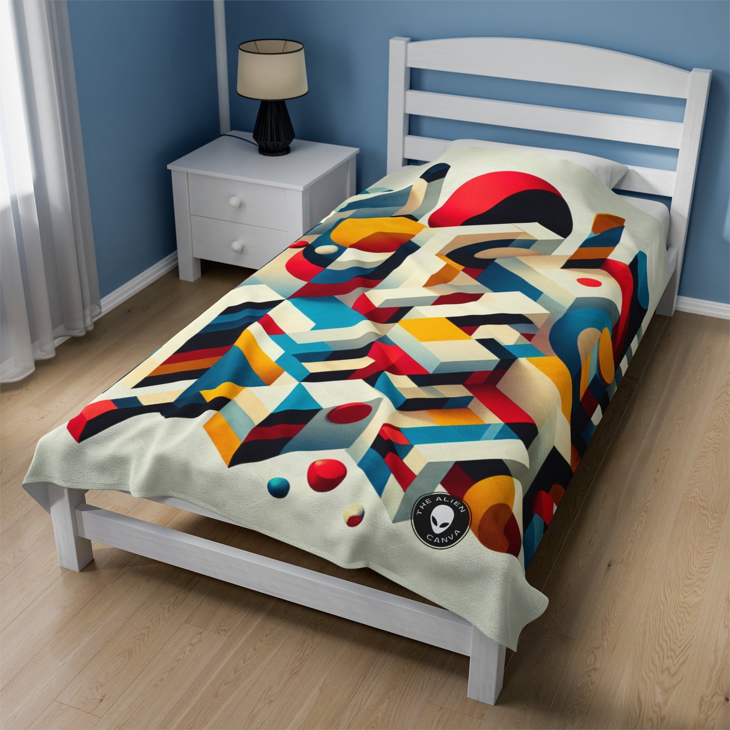 "Harmonious Balance: Geometric Abstract Art" - The Alien Velveteen Plush Blanket Geometric Abstraction