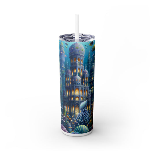 "Atlántida encantadora: una armonía de criaturas marinas" - Vaso delgado con pajita de 20 oz de Alien Maars®