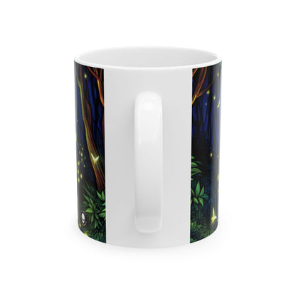 "Bosque Encantado: Resplandor Nocturno" - Taza de Cerámica Extraterrestre 11oz