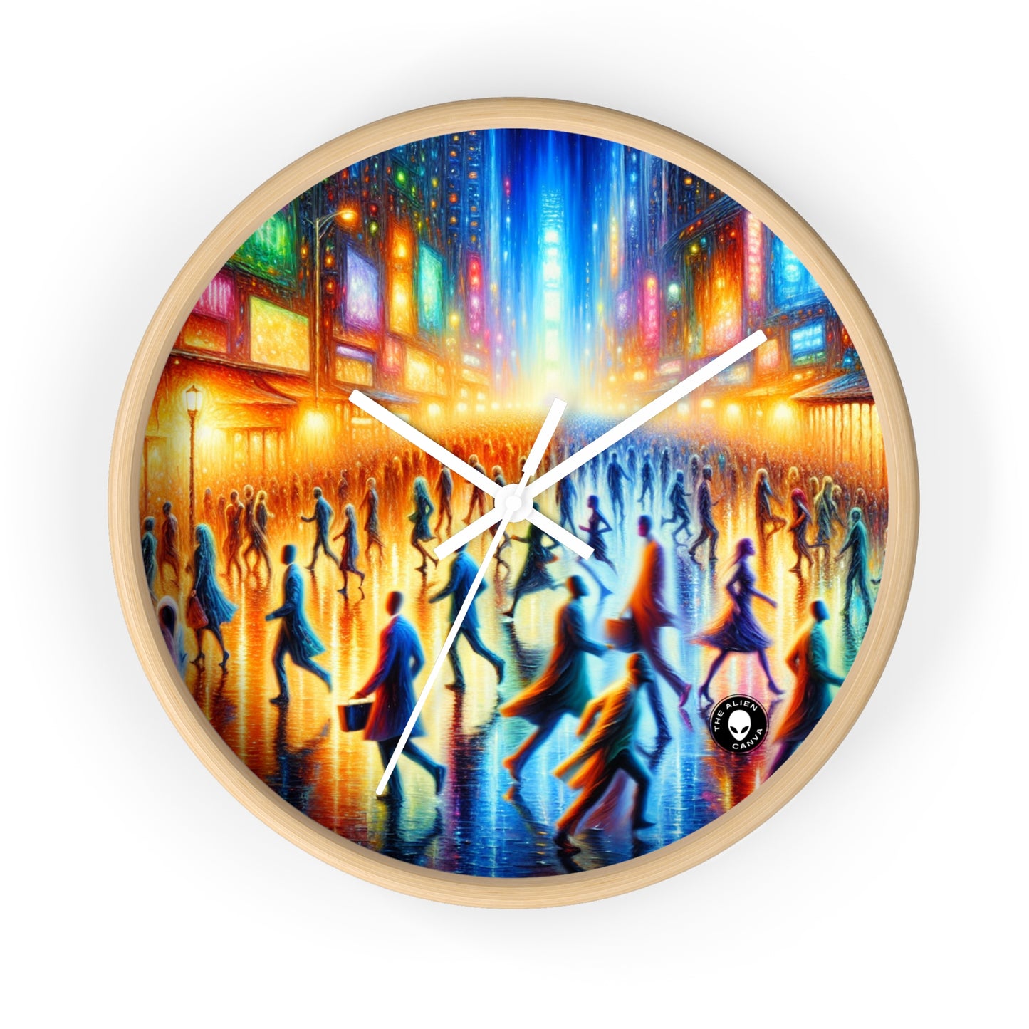 "Neon Nightscapes: A Symphony of City Chaos" - The Alien Wall Clock