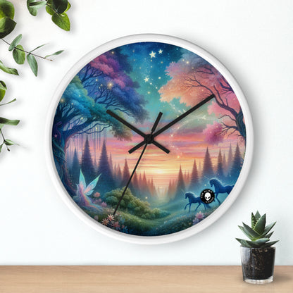 "Enchanted Dusk: A Magical Forest Painting" - The Alien Wall Clock