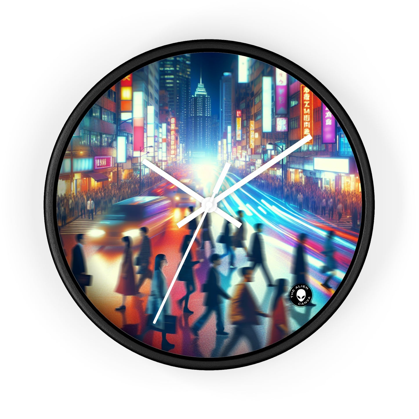 "Neon Night Street" - L'horloge murale extraterrestre