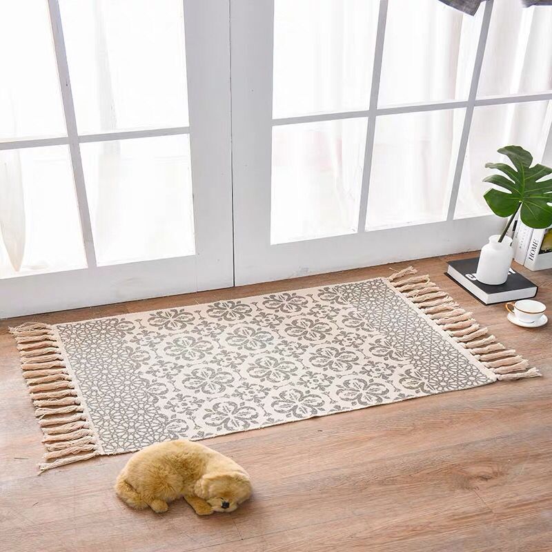 Tapis en coton et lin de style scandinave