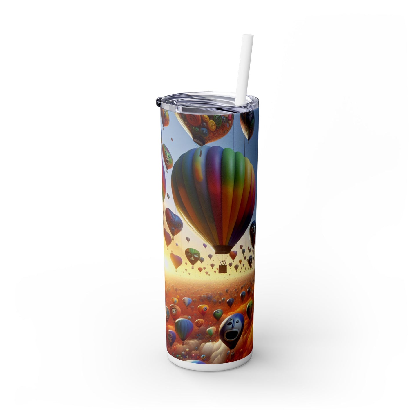 "Emotional Skyline: A Surreal Balloon Landscape" - The Alien Maars® Skinny Tumbler with Straw 20oz