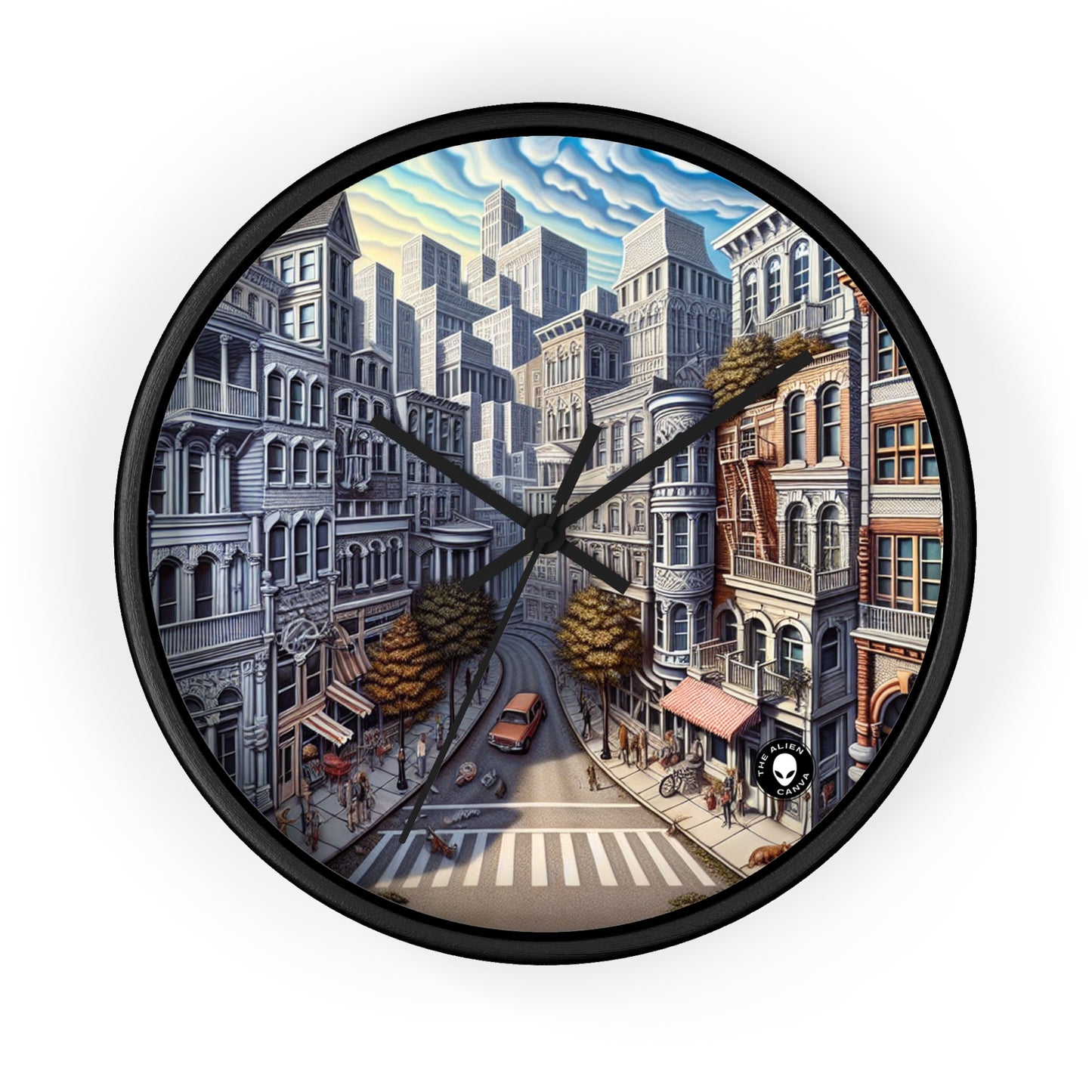 "Pasaje encantado: trascendiendo la realidad" - Trompe-l'oeil del reloj de pared alienígena