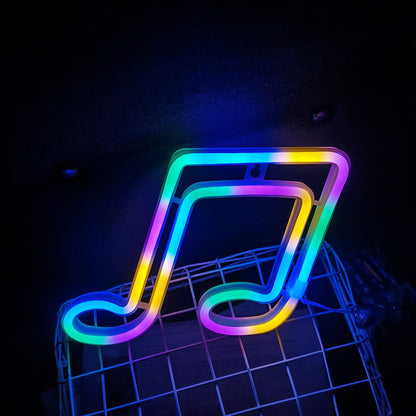 Luces de neón decorativas con notas musicales LED