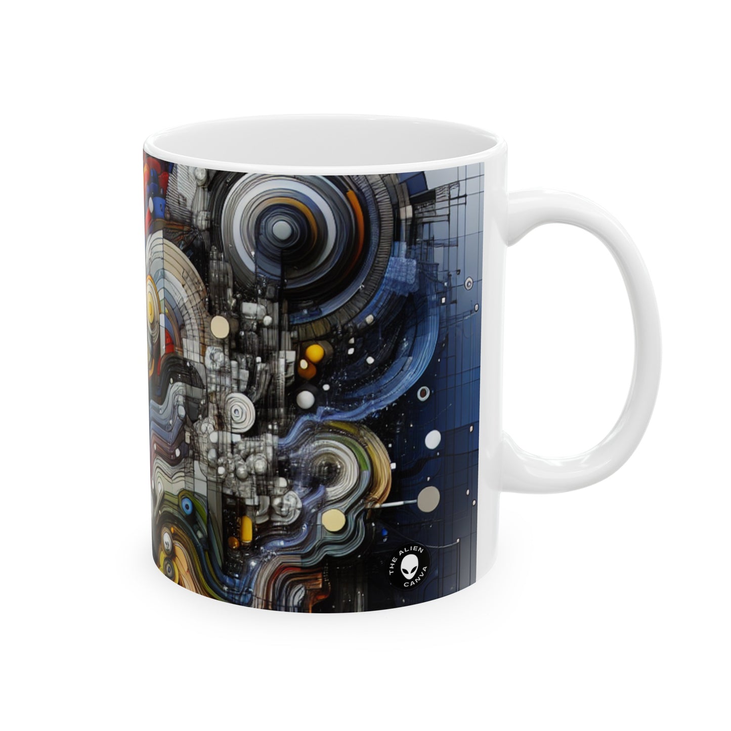 "Urban Chaos: A Neo-Expressionist Cityscape" - The Alien Ceramic Mug 11oz Neo-Expressionism