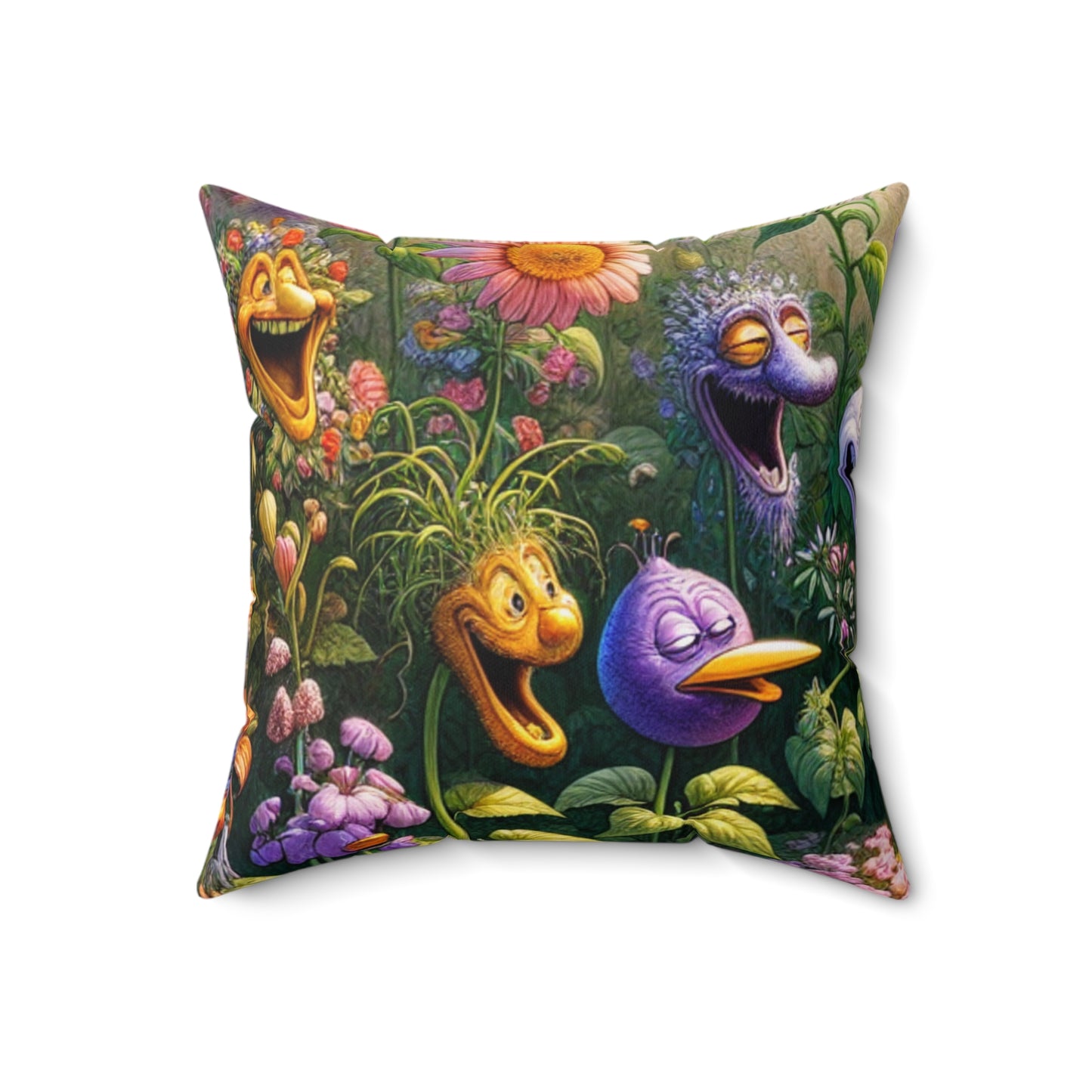 "The Talking Garden"- The Alien Spun Polyester Square Pillow