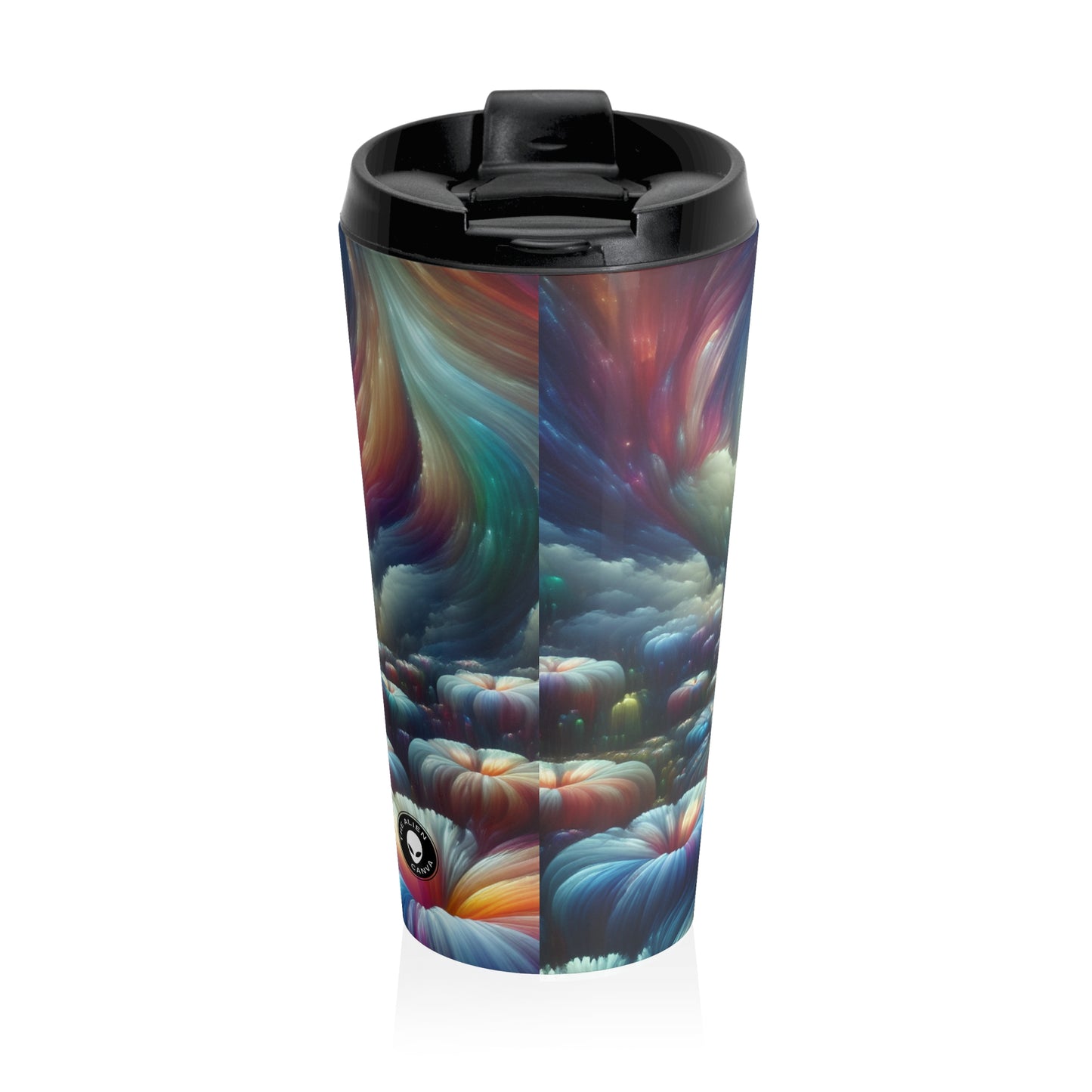 "Rainbow Sky, Moonlit Flowers" - The Alien Stainless Steel Travel Mug