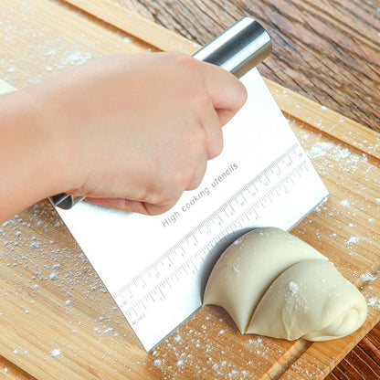 Spatules à pâtisserie en acier inoxydable, coupe-pâte avec échelle, grattoir à pâte à Pizza, outils de décoration de gâteau Fondant, accessoires de cuisine de cuisson, gâteau à pâte, outil de farine à Pizza en acier inoxydable, coupe-hachoir, grattoir