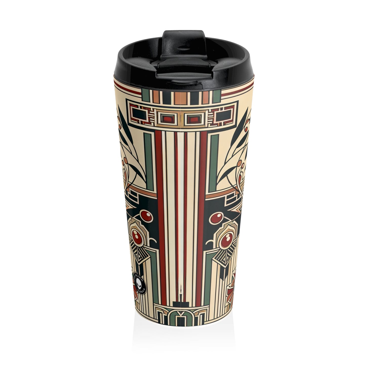 "Golden Glamour: A Dynamic Art Deco Cityscape at Sunset" - The Alien Stainless Steel Travel Mug Art Deco