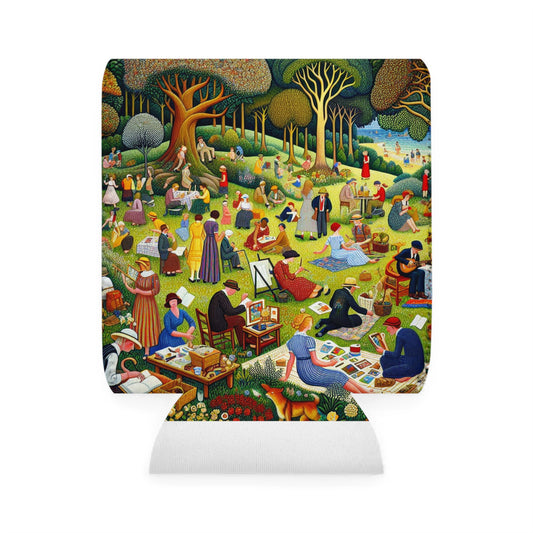 "Whimsical Village Delights" - The Alien Can Cooler Funda Arte ingenuo