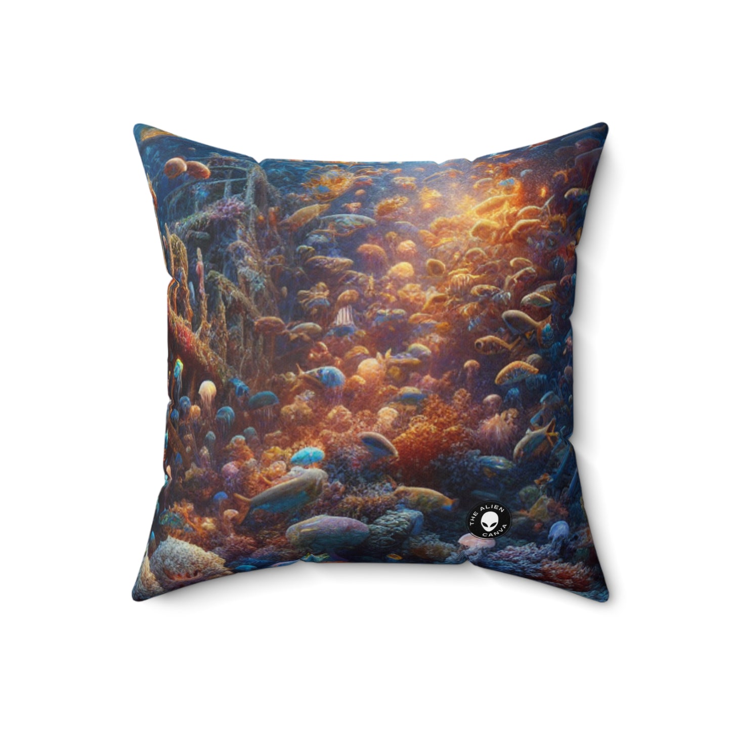 "Enigmatic Underwater World"- The Alien Spun Polyester Square Pillow