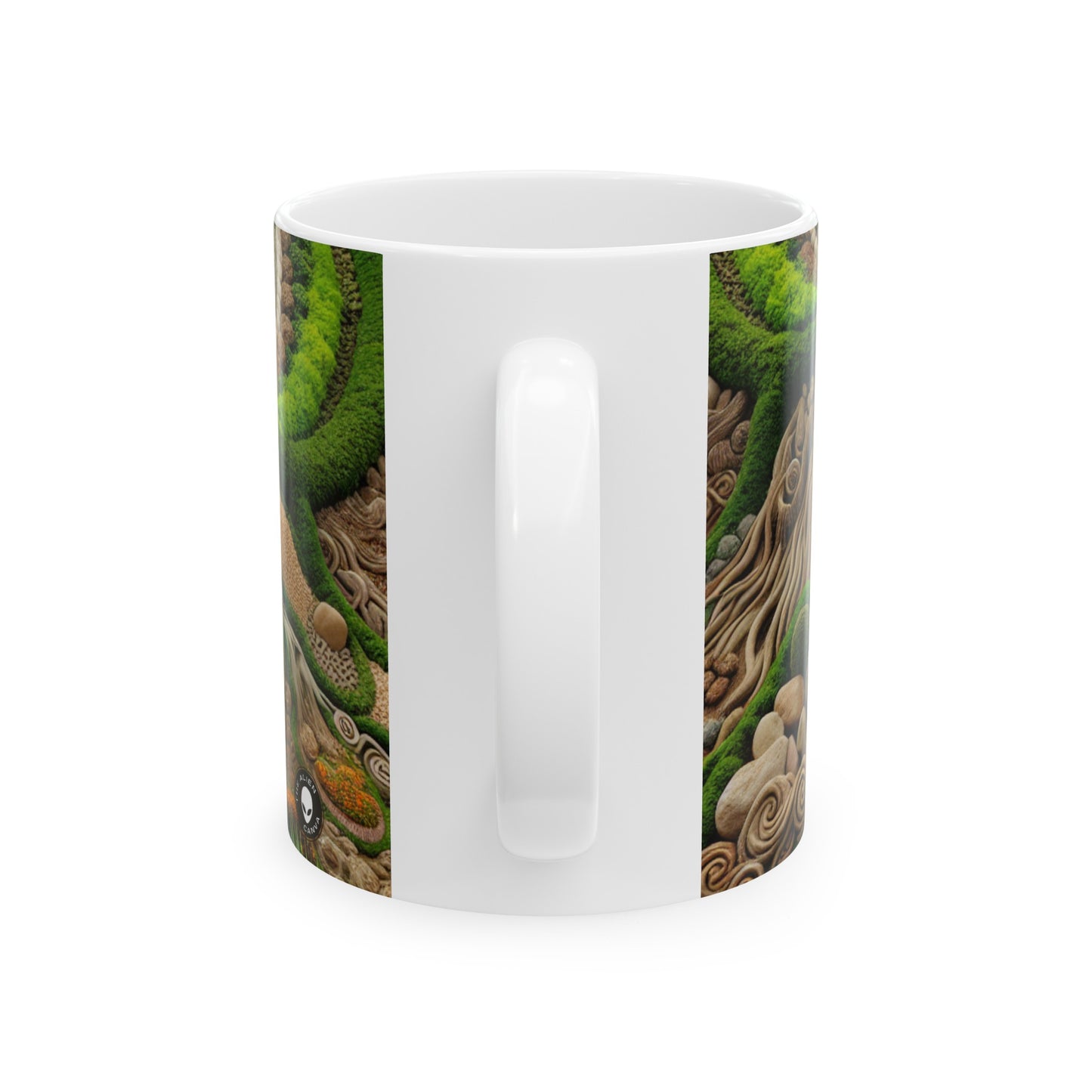 "Forest Mandala: Una armonía de la naturaleza" - La taza de cerámica alienígena 11oz Earth Art