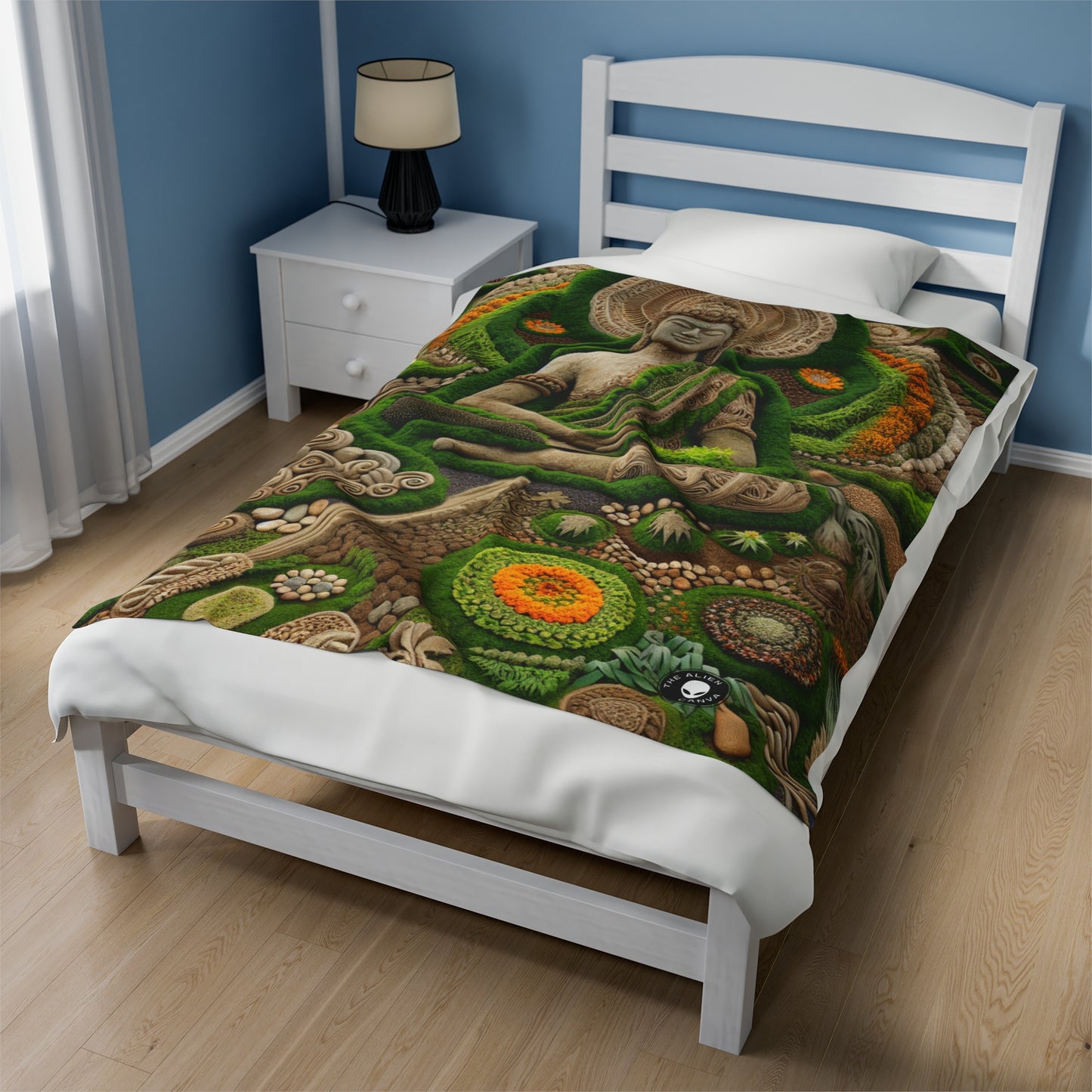 "Forest Mandala: A Harmony of Nature" - The Alien Velveteen Plush Blanket Earth Art