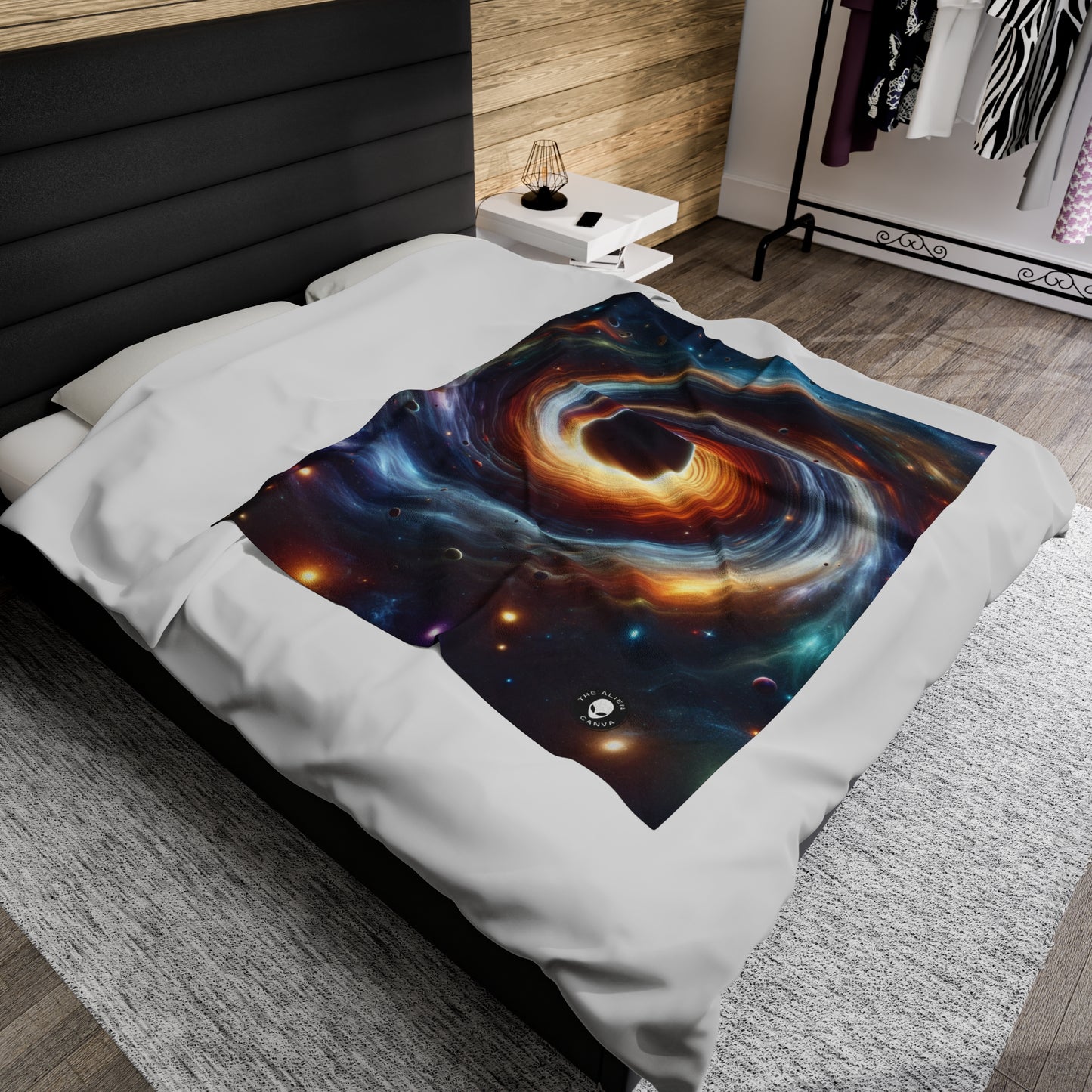 "Galactic Vortex: The Colorful Dance of Stars and Planets" - The Alien Velveteen Plush Blanket