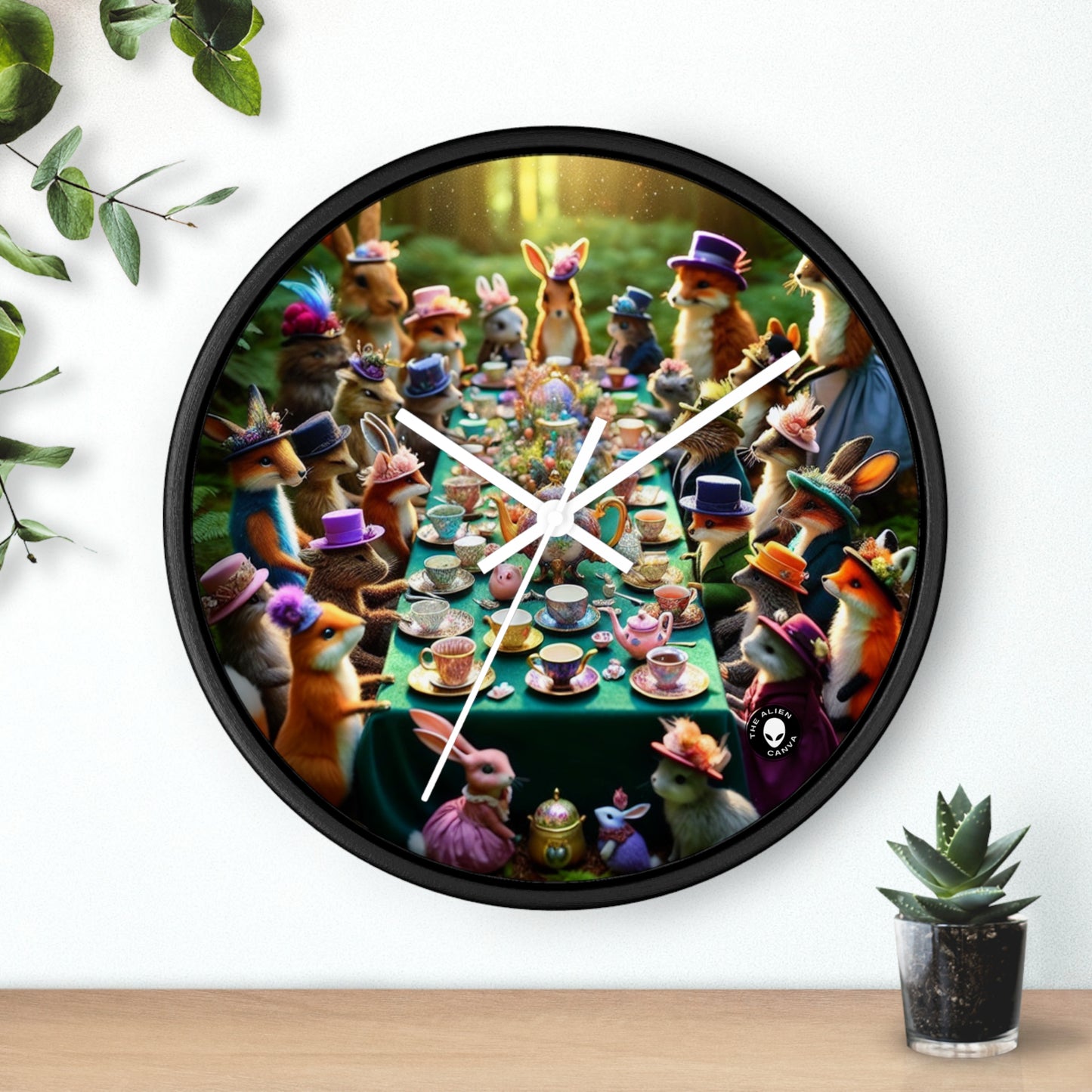 "Enchanted Tea Party in the Forest" - The Alien Wall Clock