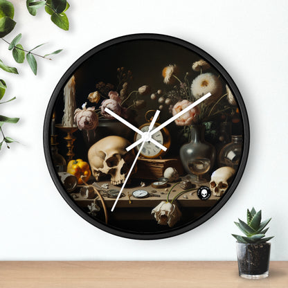 "Digital Decay: A Contemporary Vanitas Examining Consumerism in the 21st Century" - The Alien Wall Clock Vanitas Painting