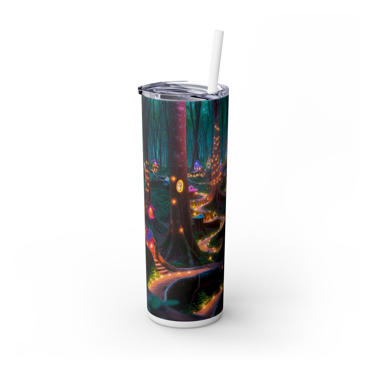 "Enchanted Forest: A Fairytale Village" - The Alien Maars® Skinny Tumbler with Straw 20oz