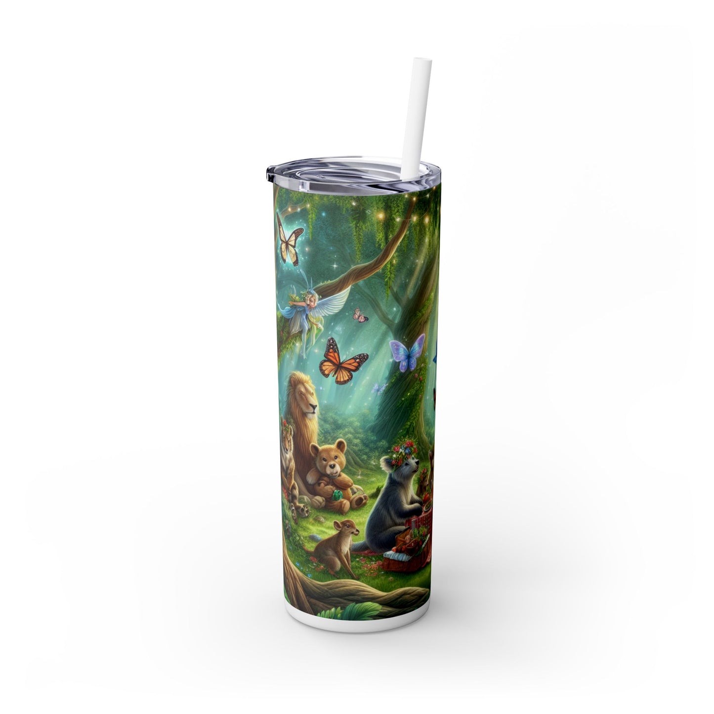 « Pique-nique dans la forêt enchantée » - Le verre fin Alien Maars® avec paille 20 oz