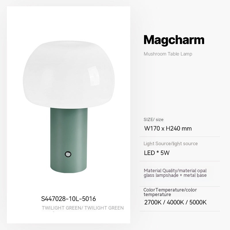 Petite lampe de bureau champignon, chargement sans fil, lumière d'ambiance tactile