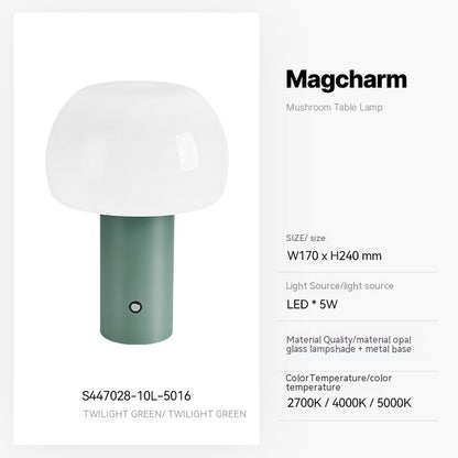 Petite lampe de bureau champignon, chargement sans fil, lumière d'ambiance tactile