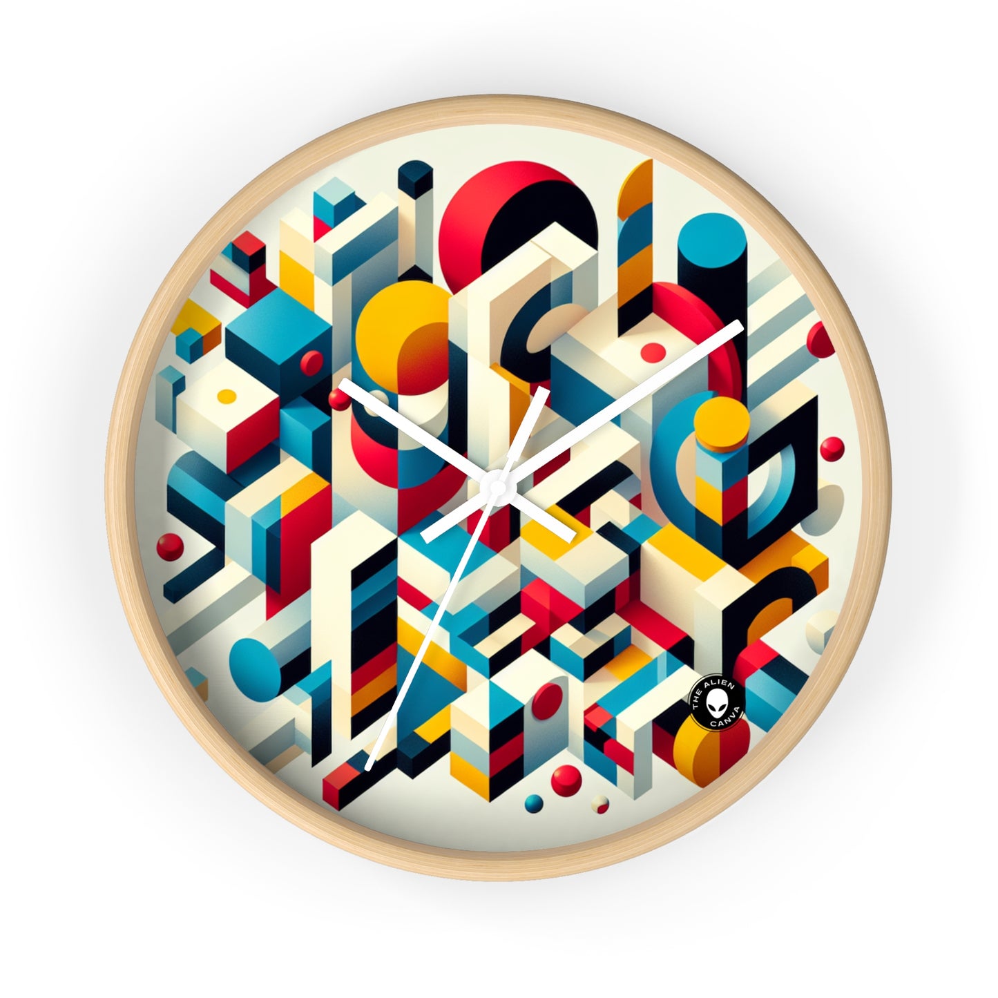 "Harmonious Balance: Geometric Abstract Art" - The Alien Wall Clock Geometric Abstraction