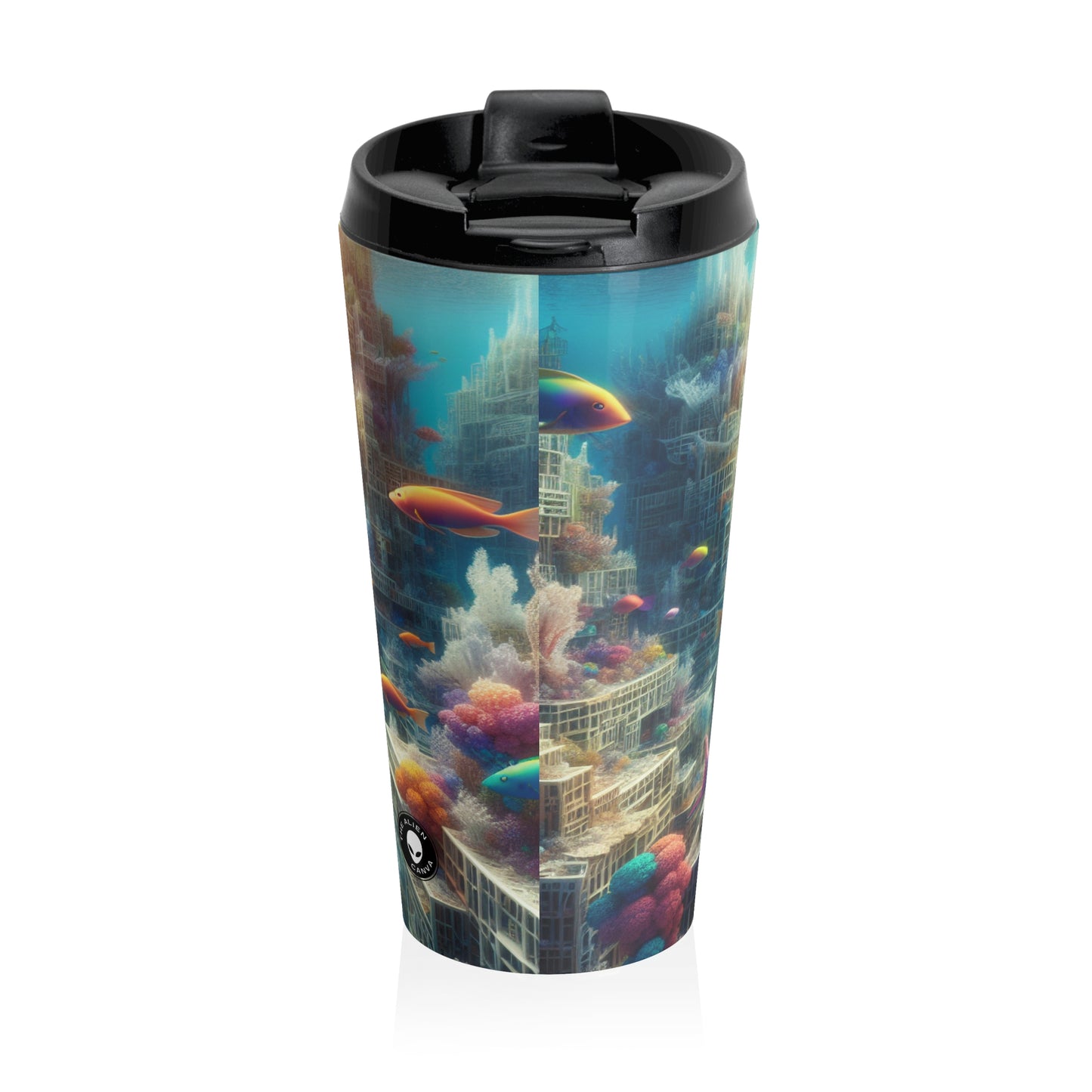 "Coralline City: A Surreal Underwater Wonderland" - The Alien Stainless Steel Travel Mug