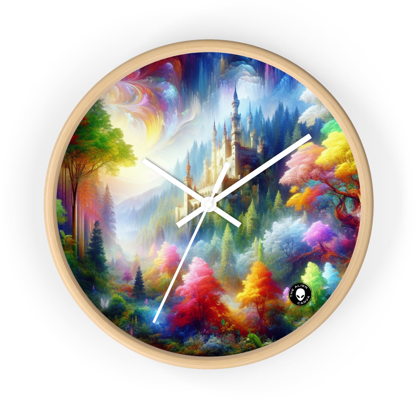 "Glowing Enchantment: The Castle in the Colorful Forest" - The Alien Wall Clock