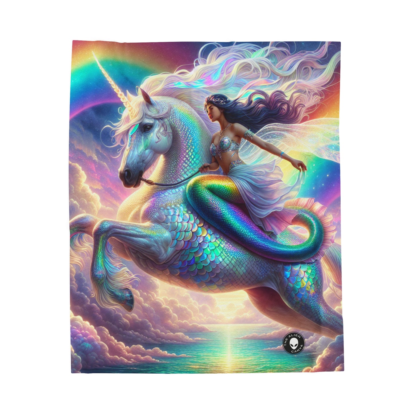 "Mermaid and Unicorn Adventure" - The Alien Velveteen Plush Blanket