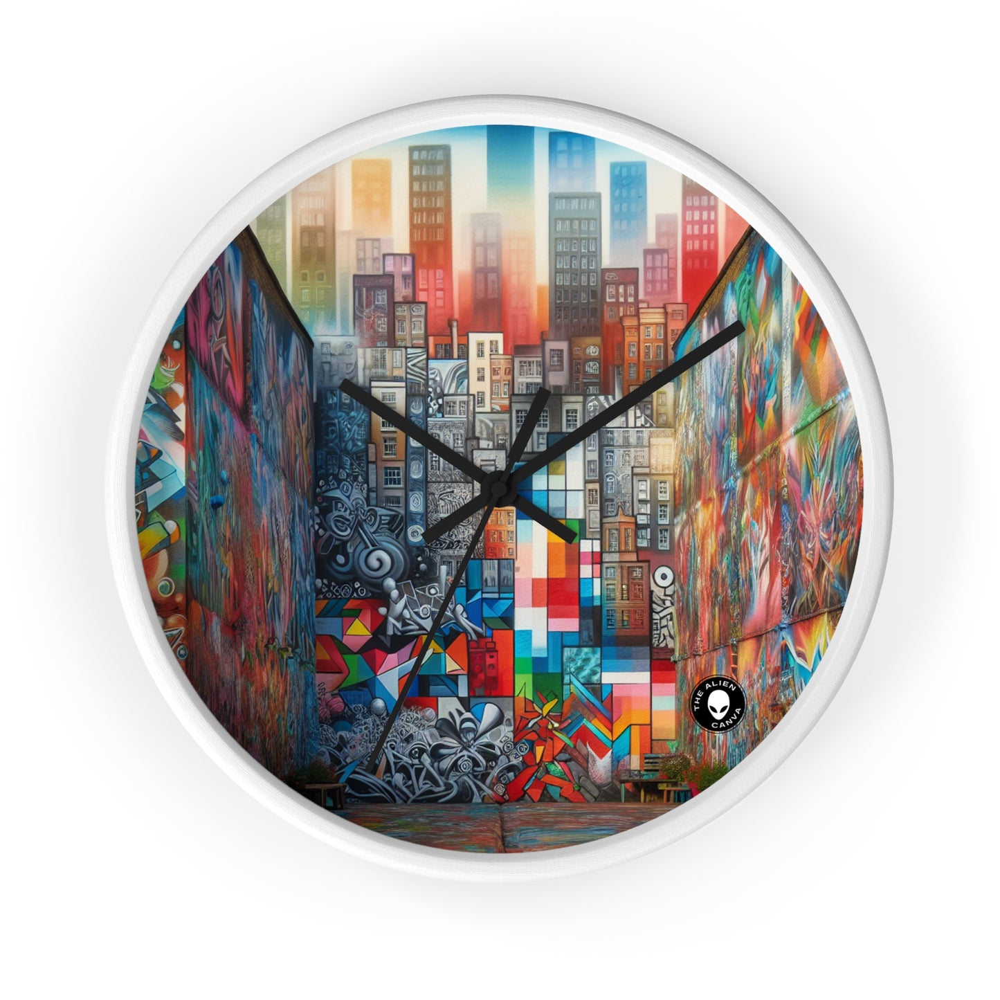 "Revolting Renaissance: A Vibrant Urban Uprising" - The Alien Wall Clock Street Art / Graffiti