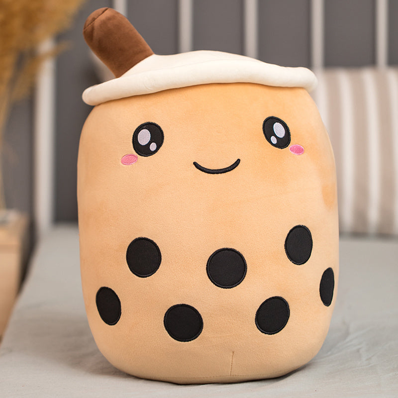 Peluche douce Unique Boba thé au lait, jouet en peluche en forme de Fruit, goût de thé au lait, boules d'oreiller, tasse de thé Boba, coussin pour enfants