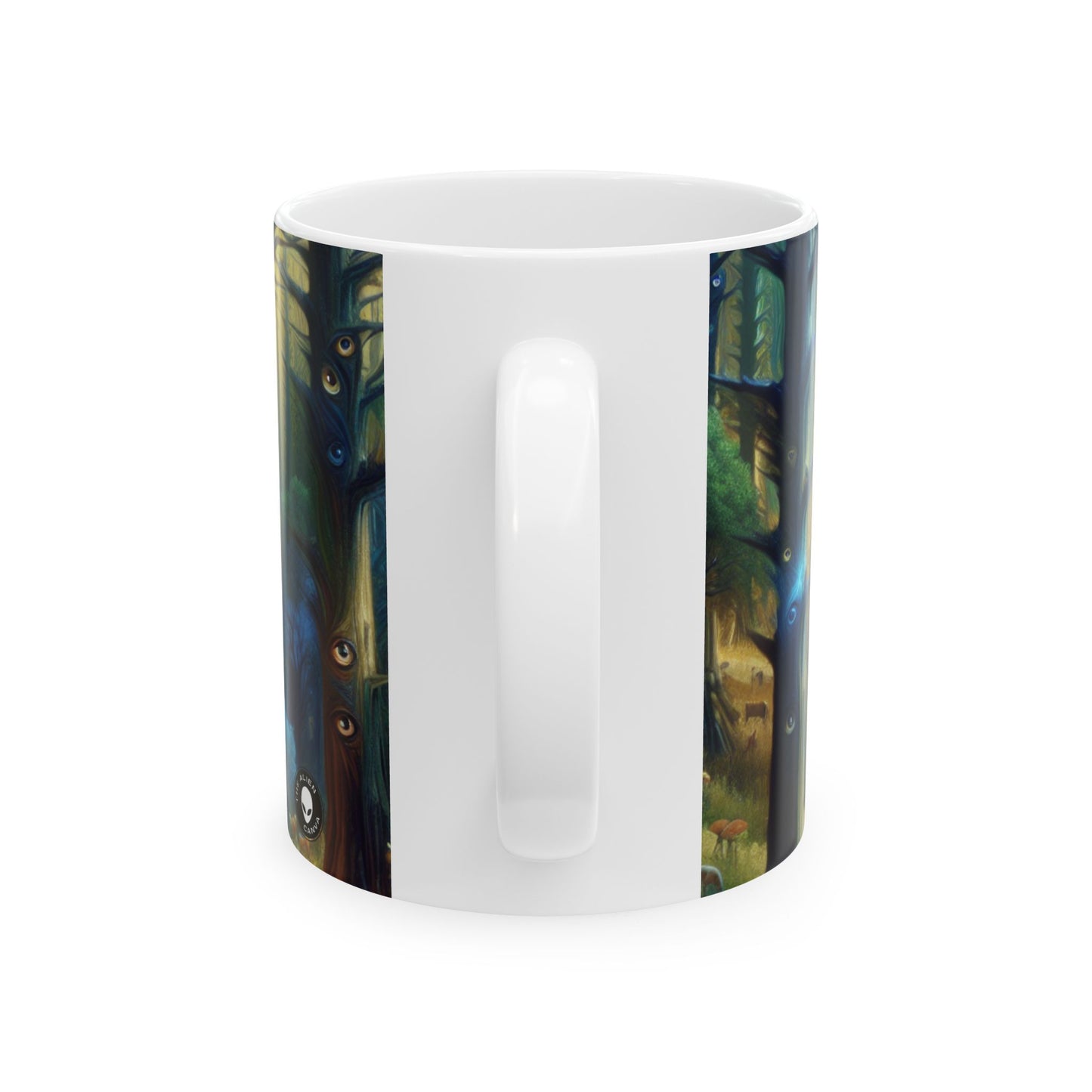 "Bosque vigilante: los árboles con ojos" - Taza de cerámica de 11 oz de Alien