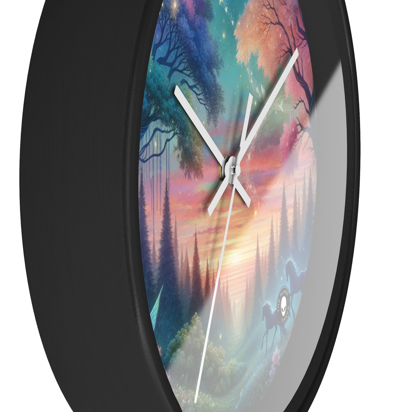 "Enchanted Dusk: A Magical Forest Painting" - The Alien Wall Clock