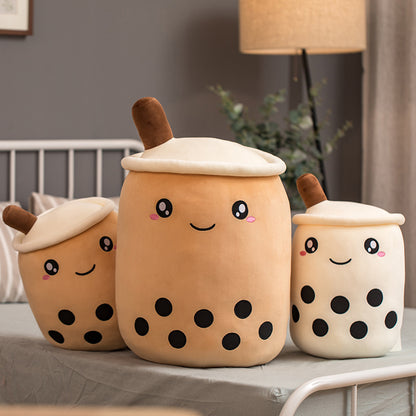 Peluche douce Unique Boba thé au lait, jouet en peluche en forme de Fruit, goût de thé au lait, boules d'oreiller, tasse de thé Boba, coussin pour enfants