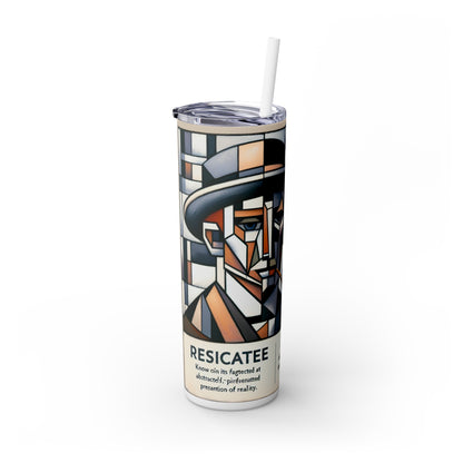 "Cubist Cityscape: Fragmented Views of Urban Energy" - The Alien Maars® Skinny Tumbler with Straw 20oz Cubism