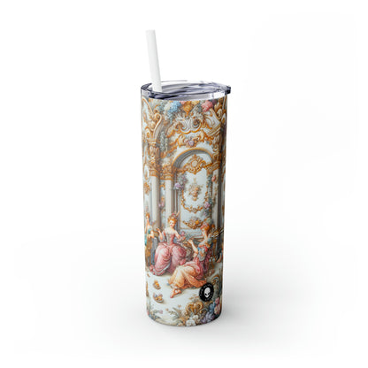 "A Garden of Rococo Delights: A Whimsical Extravaganza" - The Alien Maars® Skinny Tumbler with Straw 20oz Rococo