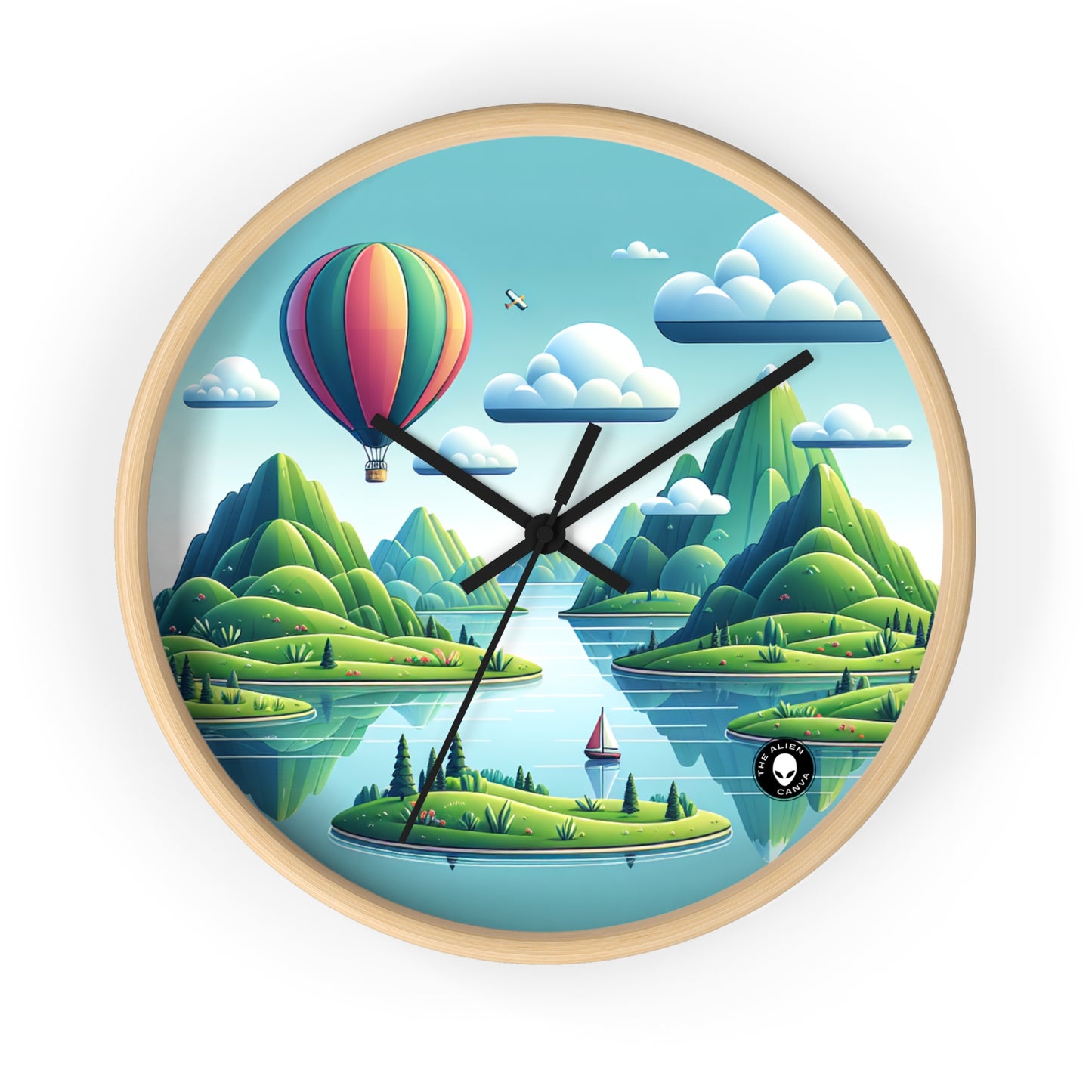 "Tranquil Skies: Hot Air Balloon Adventure" - The Alien Wall Clock