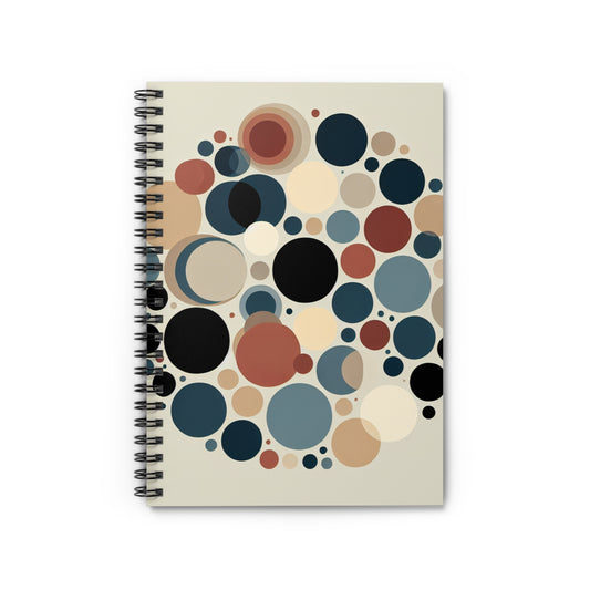 "Interwoven Circles: A Minimalist Approach" - The Alien Spiral Notebook (Ruled Line) Minimalism Style