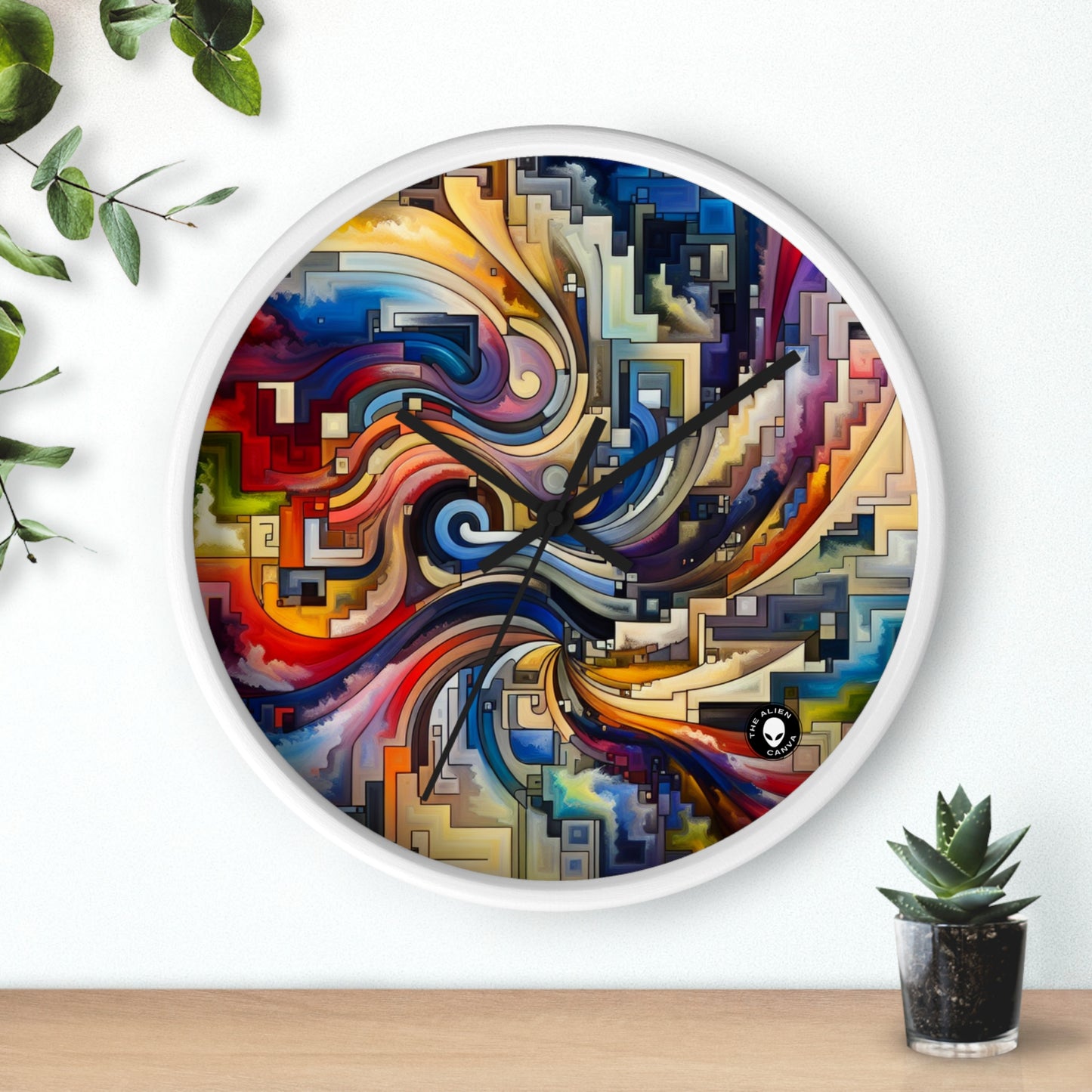 "Azul Sereno: Arte Abstracto con Formas Geométricas" - El Reloj de Pared Alien Arte Abstracto