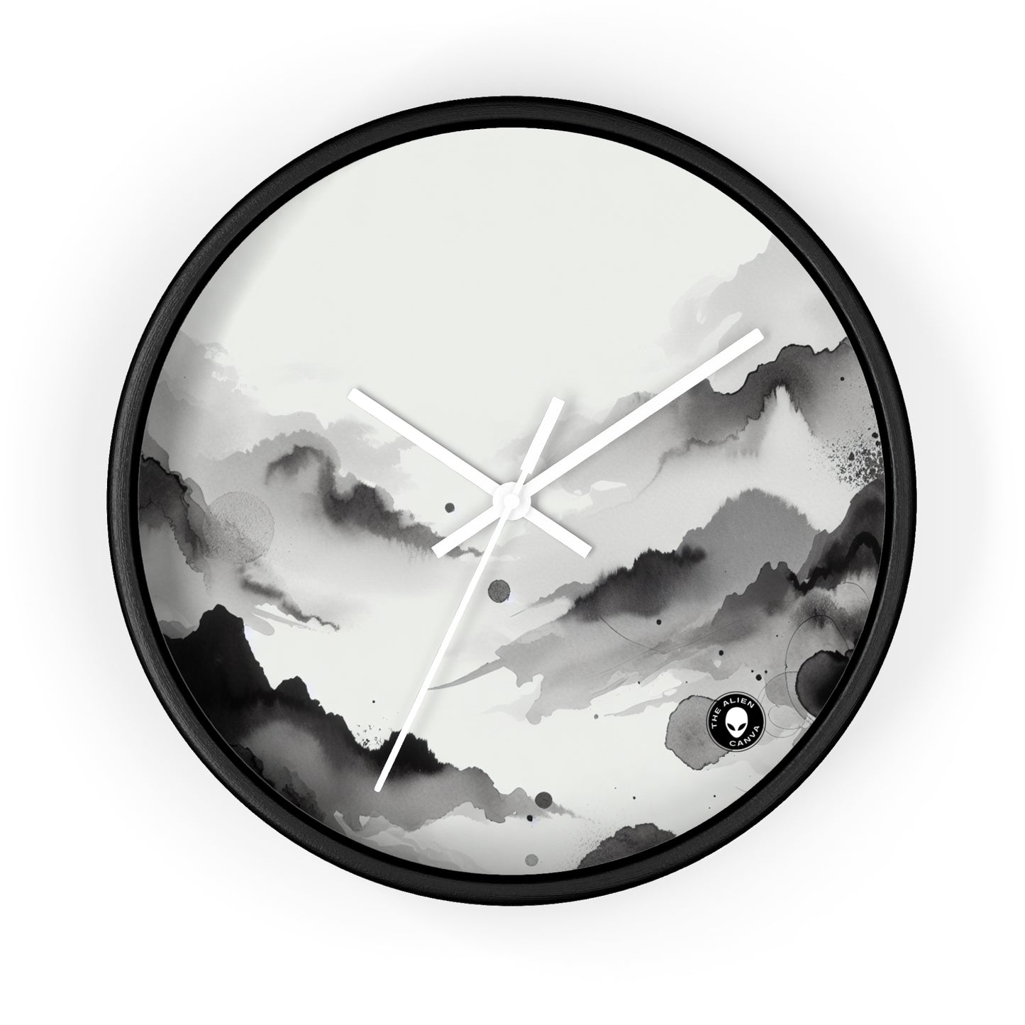 "Whispers of the Moonlit Grove" - The Alien Wall Clock Ink Wash Painting