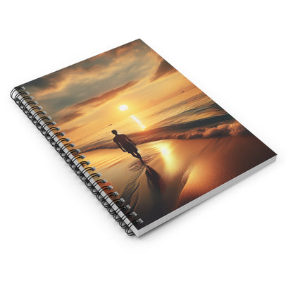 "A Stroll Along the Beach at Sunset" - The Alien Spiral Notebook (Ruled Line) Photorealism Style