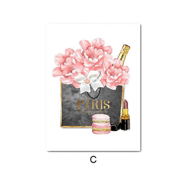 Peony Makeup Perfume Fashion Poster Canvas Painting